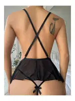 Özel Bölgesi Açık Sırtı Çapraz Askılı Gecelik Bella Notte 15047 farklı açı